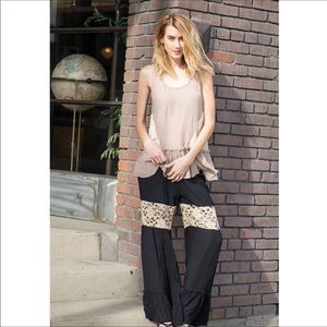 A'Reve Black Lace Trim Wideband Pants Sizes S, M